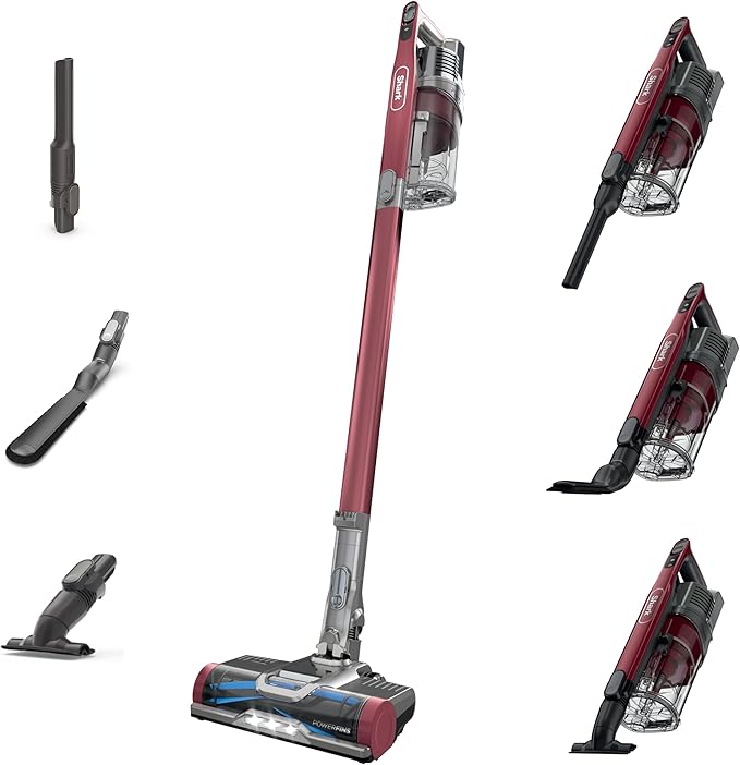 Shark Cordless Vacuum Cleaner HEPA Filter Lightweight Portable Rechargeable Pet Hair Pickup Removable Handheld Crevice Upholstery &amp Dusting Brush Included 40-min runtime Red IZ362H