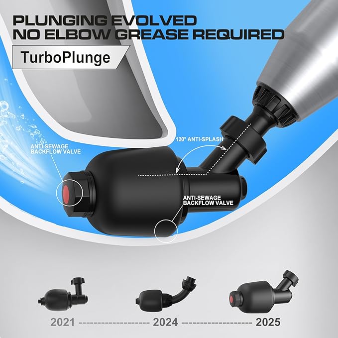‌Electric Toilet Plunger for Bathroom High-Pressure Air Plunger Heavy-Duty Clog Remover for Toilets Toilet Drain Unclogger (Ink Black)