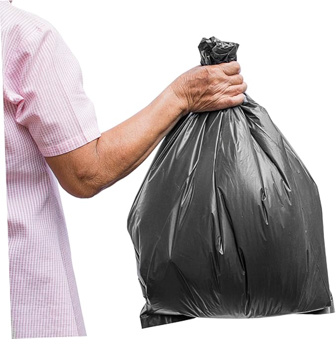 Mikinona 200Pcs Black Thick Disposable Toilet Trash Bags Portable Garbage Liners for Home Bathroom Use PE Leak-resistant Large for Easy Cleanup and Storage