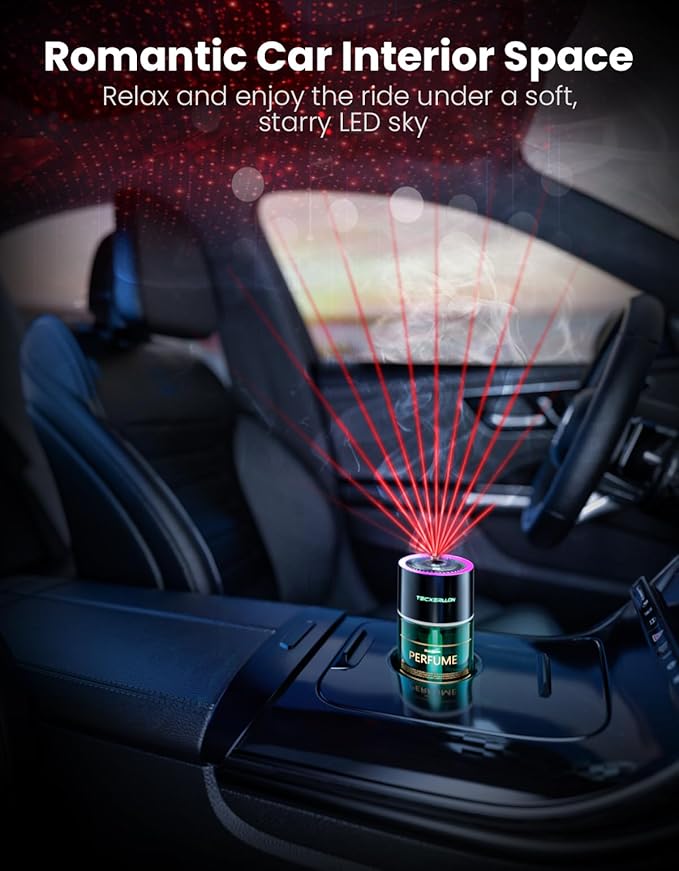 Smart Car Air Freshener Car Diffuser With Star Light &amp 120ml Perfume 4 Scent Modes Auto On/Off Rechargeable Long Lasting Car Air Freshener for Cars Homes Offices Bedrooms-Cologne