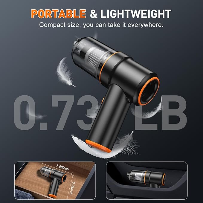 KMM Handheld Car Vacuum Cleaner 9000PA Vacuum Cleaner &amp Air Duster 120W High Power Vacuum Portable Cordless Hand Held Vacuum Rechargeable with Multi-Nozzles &amp LED Light for Home Car Offic