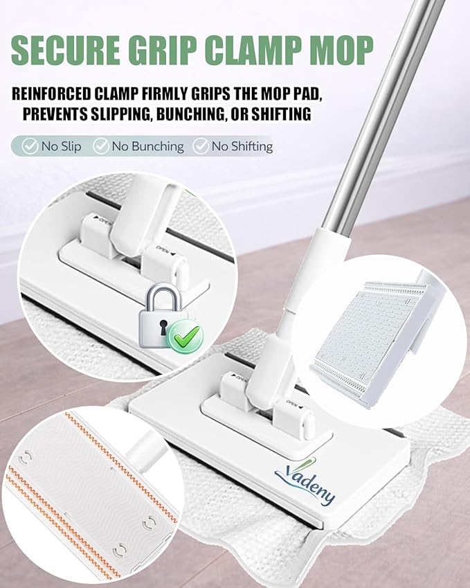 Cloth Changing Mini Mop Zero Touch Lazy Flat Cleaning Tool Clip Clamp Disposable Dust Sweeper Portable Hands Free Wet and Dry Compatible Click Snap Easy Wall Floor Clean Reusable for Small Spaces