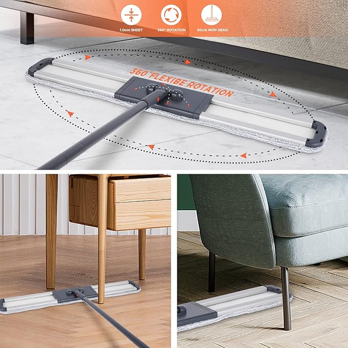 36 Large Wrestling mat mop Commercial Dust Mops for Floor Cleaning Push mop with Adjustable Handle for Company Hotel Household Cleaning Supplies