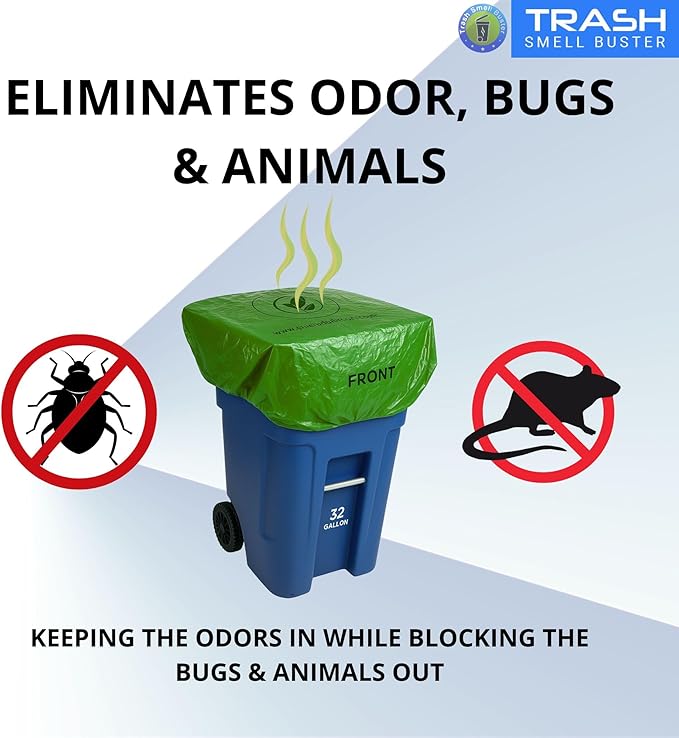 Trash Can Smell Eliminator Cover Odor Eliminating Bag Lemon Scented Durable Chemical Free 32 Gallon 3 Pack