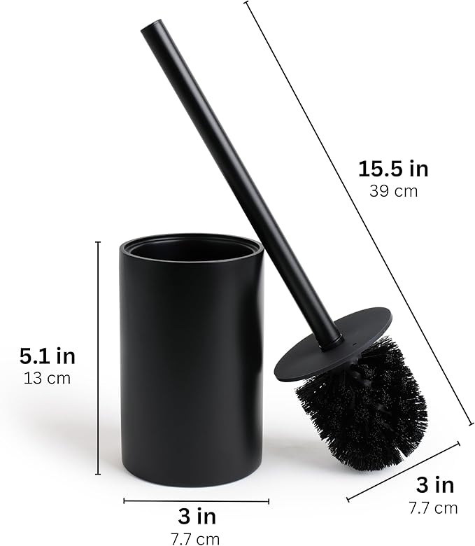 Matte Black Toilet Bowl Brush for Bathroom with Holder - Bathroom Cleaner Scrubber with Sleek Design Sturdy and Durable Bristles