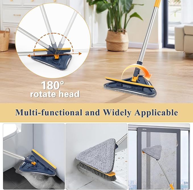 5 in 1 Wall Cleaner Mop 78 Inch Base Board Cleaner Tool with Long Handle 360° Wall Washing Tool for Ceiling Floor and Window Cleaning with 3 Microfiber &amp 3 Chenille Pads