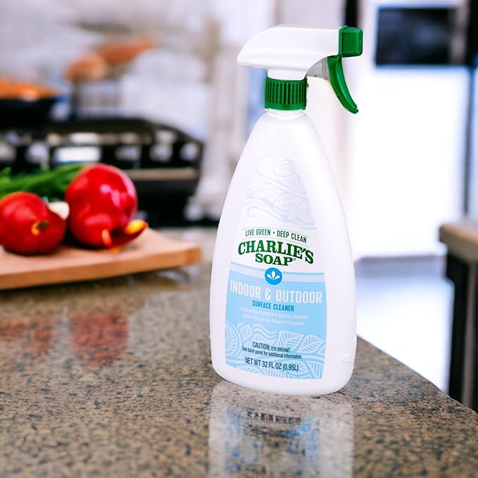 Charlie's Soap Indoor &amp Outdoor Surface Cleaner Refill Biodegradable Natural Outdoor Cleaning Spray – Safe for Indoor Use (32.00 Fl Oz (Pack of 2))