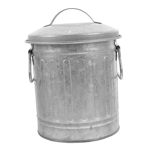 Small Decorative Iron Garbage Can for Bedroom Desktop Vintage Style Wastebasket Bucket Smooth Surface Rubbish Bin for Home Office Kitchen Countertop
