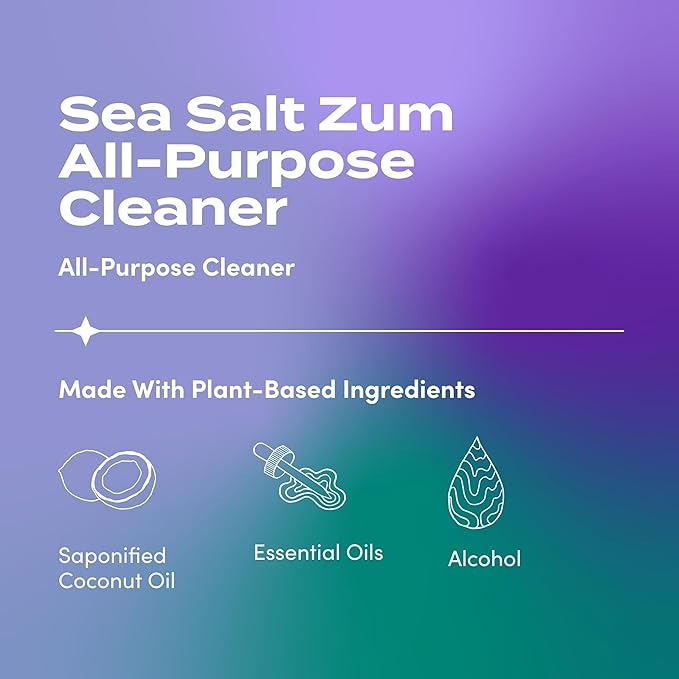 Zum by Indigo Wild All-Purpose Cleaner Combo (Pack of 2) - Natural Multipurpose Cleaners with Essential Oils Baking Soda &amp More - Frankincense &amp Myrrh &amp Sea Salt 16 fl oz Each