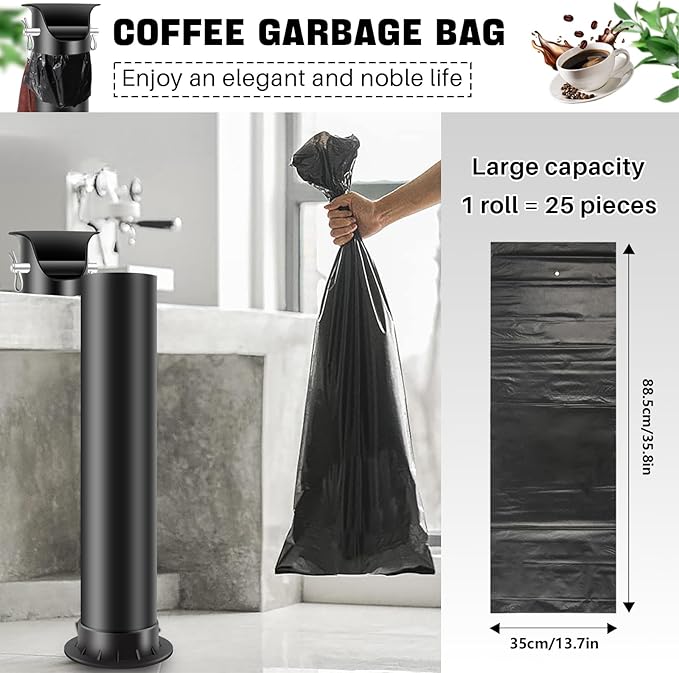 Espresso Knock Box Garbage Bags for Commercial Floor Standing coffee knock box Large trash bags for Coffee Grounds for Coffee Shop Bar KitchenOffice (2Roll/50pcs)