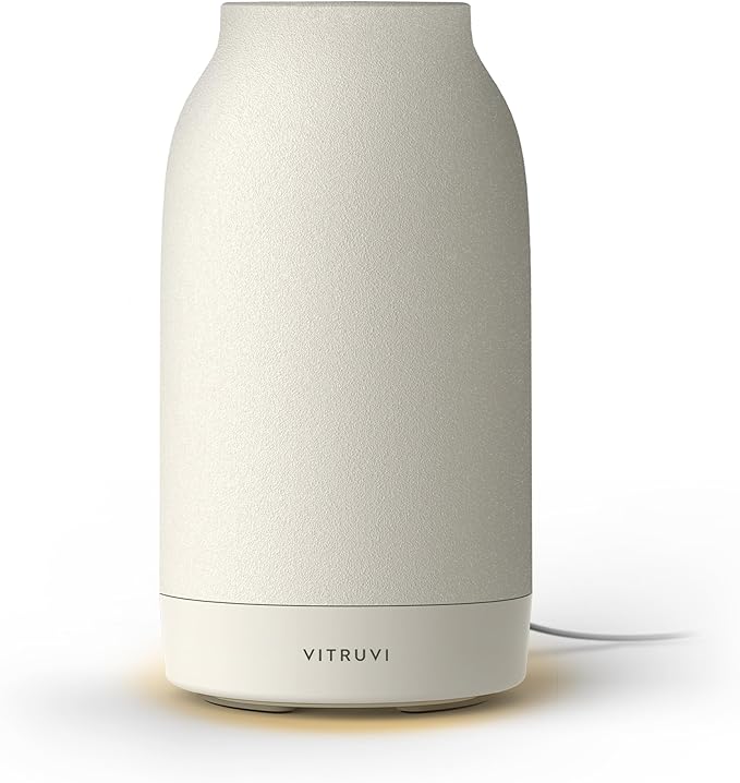 Vitruvi Air Waterless Diffuser for Home 1500 Sq Ft Coverage | Diffusers for Home Oil Diffuser Housewarming Gift Ceramic Finish 5 Adjustable Scent Strengths | White