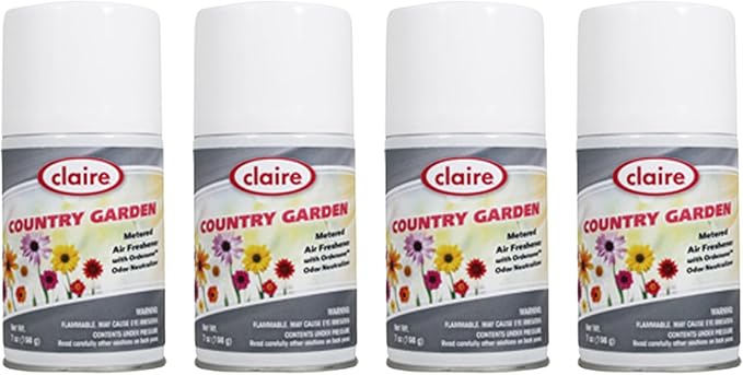 Claire CL118 7 Oz. Country Garden Metered Air Freshener Aerosol Can (4 Pack)