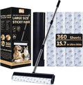 Large Lint Rollers for Carpet 15.74 in Extra Sticky Rollers for Floor with 4 Extendable Handle Long Handle Sticky Mop for Cleaning Carpet Car ClothesDog and Cat Pet Hair Remover with 360 Sheets