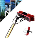 4 Metre Telescopic Water Fed Window Cleaning Pole Brush Solar Panel Cleaning Kit Upstairs Windows Conservatory Car Roof Lightweight Aluminium 2 in 1 with 35Cm Brush Long