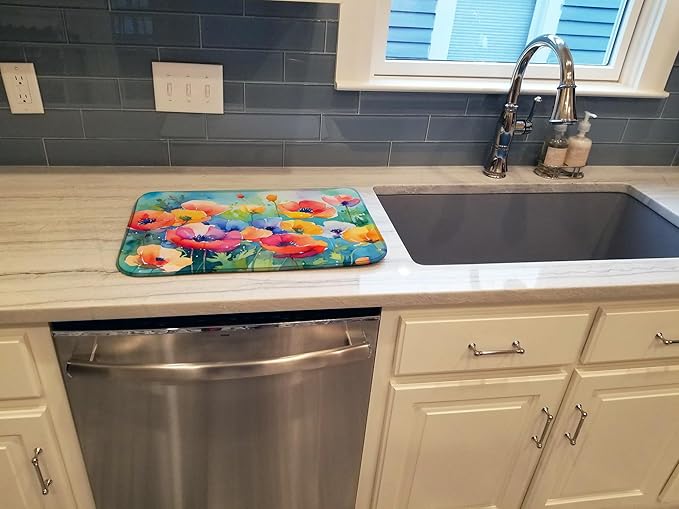 Caroline's Treasures DAC1545DDM Anemones in Watercolor Dish Drying Mat Absorbent Dish Drying Mat Pad for Kitchen Counter Dish Drainer Mat for Countertop 14 x 21 Multicolor