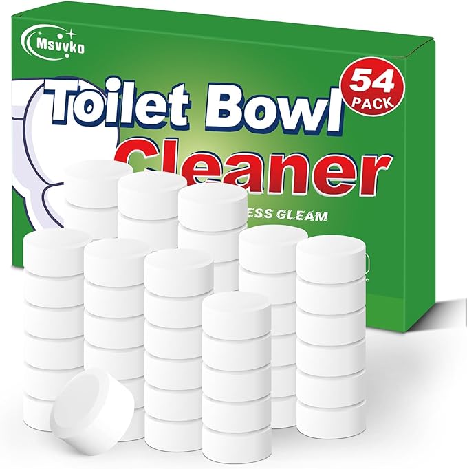 Toilet Bowl Cleaners Bleach Tablets 54 PACK Automatic Toilet Tank Cleaner Bathroom Cleaner Against Tough Stains No Scrubbing Continuous Clean Sparkling Fresh