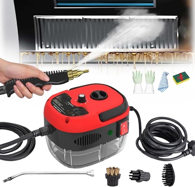 Car Steam Cleaner 2500w High-Temp Portable Machine2500w Handheld High-Temperature Pressurized Steam CleanerMaquina De Vapor Para Limpiar Carros3 Brushes (R)