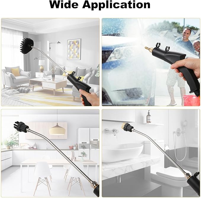High Pressure Handheld Steam Cleaner 2500W Portable Steamer with 1.2L Capacity 4 Accessories 6 Adjustable Levels Ideal for Car Carpet Kitchen and Bathroom Use
