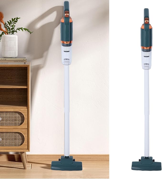 ANGGREK Cordless Stick Vacuum 600ml Dust Cup 120W Rated Power Cordless Stick Vacuum Cleaner Effective Cleansing for Floor (Green)