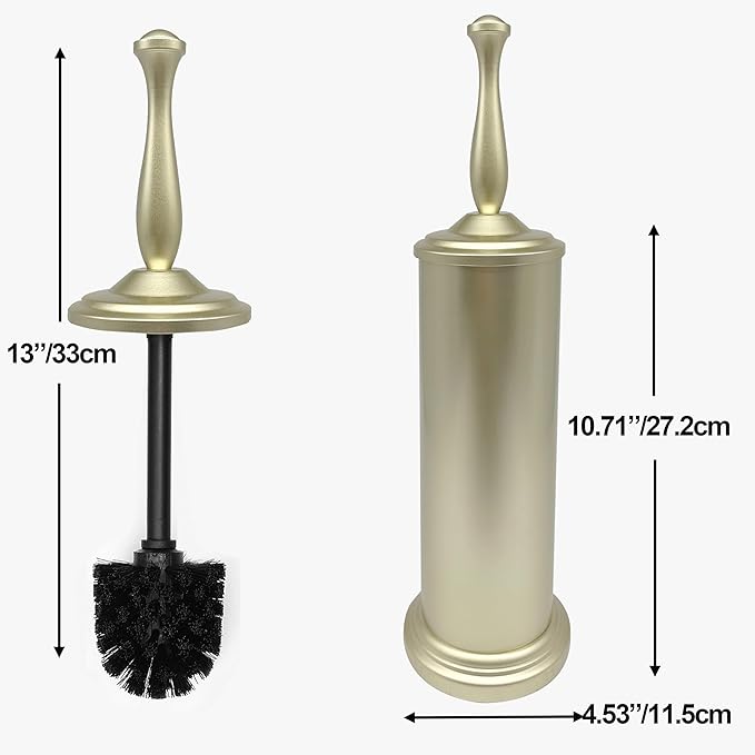 Satin Matte Soft Gold Toilet Bowl Brush with Holder Durable Bathroom Cleaning Tool Modern Design for Easy Toilet Maintenance Bathroom Cleaner Brush for Efficient Cleaning and Hygiene