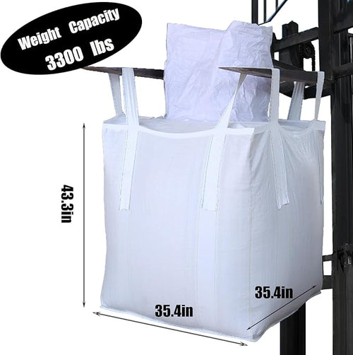 10Pack Aolikebao FIBC Bulk Bag1.5 Ton Bag 35.4L x 35.4W x 43.3H3300lbs SWL Safty Factor 3:1Woven Polypropylene BagsTop Circular Feed Inlet Flat Bottom (10)