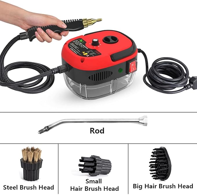 2500W Portable Handheld Steam Cleaner High Temperature Pressurized Steam Cleaning Machine with Brush Heads for Kitchen Furniture Bathroom Car