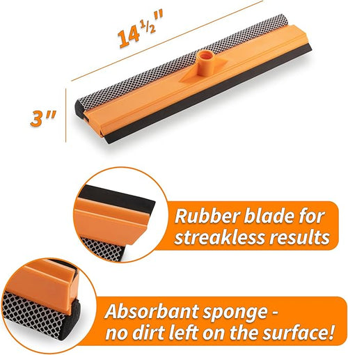 15 Window Washer Squeegee Attachment // Multi-Use Squeegee for Car and Window Cleaning Fits All Extension Poles with Standard Acme Thread // Professional Window Cleaning Tool (Pole Sold Separately)