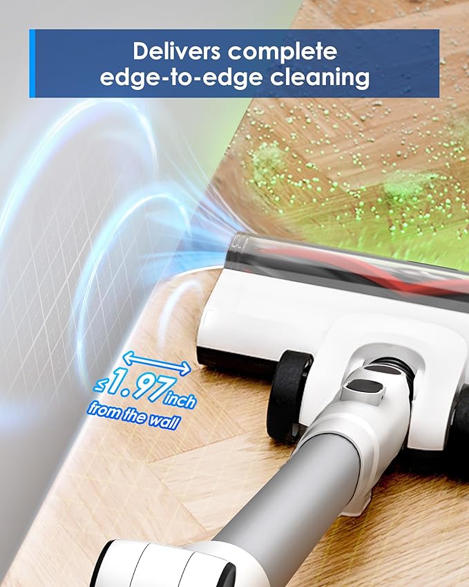 Tineco Cordless Stick Vacuum Cleaner 185W Suction1L Larger Dustbin 3DSense Power Brush PureCyclone Tech Easily Tackles Large Debris