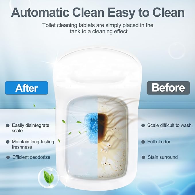 KIISIISO Ultra Clean Toilet Tablets White &amp Blue-60 PACK Toilet Bowl Cleaners for Deodorizing &amp Descaling Long-Lasting Toilet Bowl Cleaner with Sustained-Release Technology for Stubborn Stai
