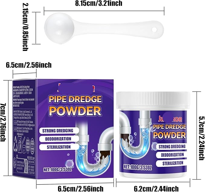 Drain Cleaner Powder - Unclog Kitchen &amp Bathroom Drains Eliminate Odors Prevent Blockages - Safe for Pipes(1PCS)