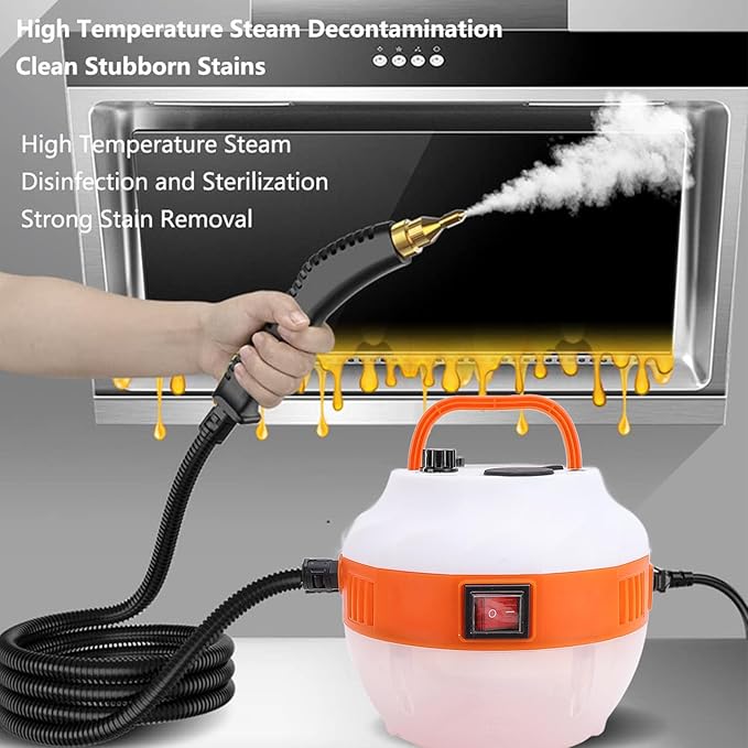 flexman Handheld Steam Cleaner 221℉ 6 Level Adjustable Multipurpose Portable High Temperature Pressurized with 1L Glass Tank 6.6Ft Spray Gun Tube for Home Car