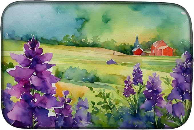Caroline's Treasures DAC1688DDM New Jersey Violet in Watercolor Dish Drying Mat Absorbent Dish Drying Mat Pad for Kitchen Counter Dish Drainer Mat for Countertop 14 x 21 Multicolor