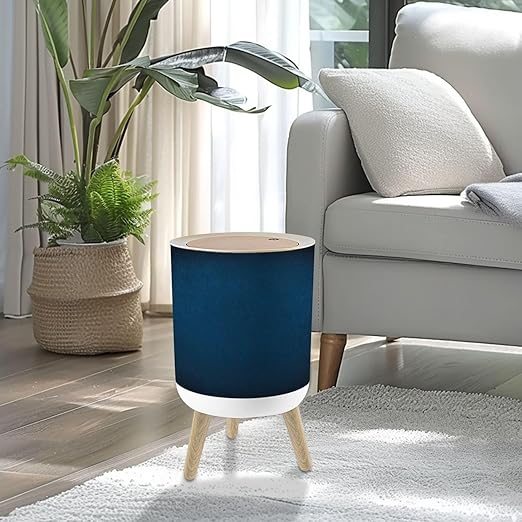 Small Trash Can with Lid Navy Blue Abstract Colored Pictures 1.8 Gallon/7L Garbage Can Waste Bin with Press Top Lid Legs Waste Basket for Bathroom Kitchen Bedroom