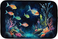 Caroline's Treasures Bioluminescent Fish Dish Drying Mat Absorbent Dish Drying Mat Pad for Kitchen Counter Dish Drainer Mat for Countertop 14 x 21 Multicolor
