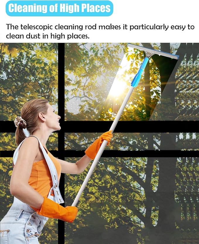 Retractable Window Cleaner Mops Kit 40 Ft Windows Clean Tool with Extension Pole Glass Cleaning Equipment for Indoor &amp Outdoor High Window Cleaning