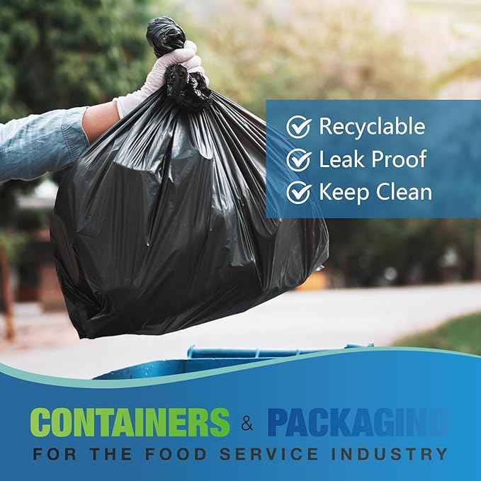 33 Gallons Trash Bags 100 Bags Extra Large 39 x 33 Inch Tall Black Garbage Bags 1.2 Millimeter 10 Rolls Heavy Duty Thickened Waste Bags Ideal for Home Kitchen Restaurant Office Garden