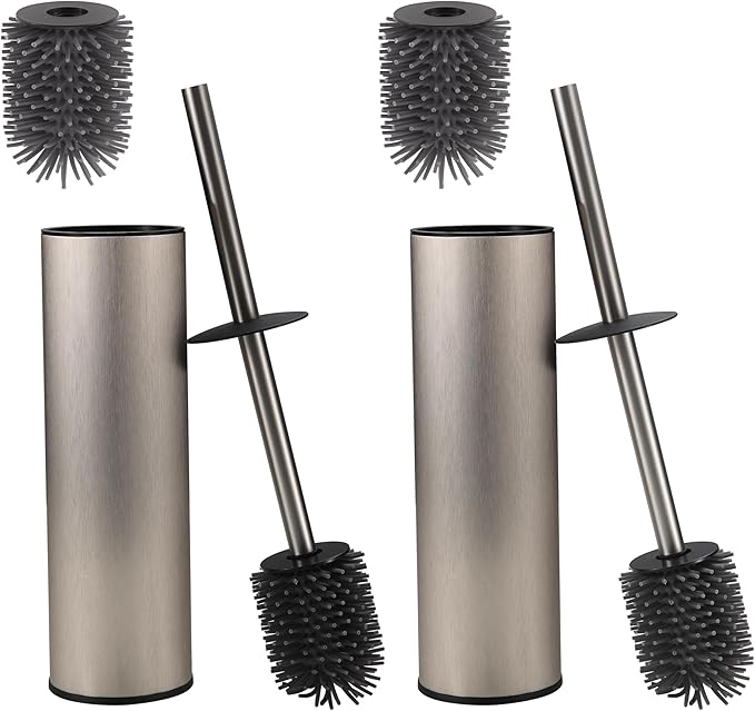 Toilet Brush and HolderStainless Steel Toilet Brushes for Bathroom with Holder 2pack Brushed Nickel