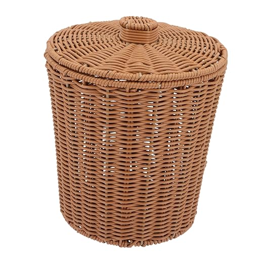 CHILDWEET Bedroom Trash Can Decorative Elegant Wicker Storage Basket Small Size Easy to Room Bathroom