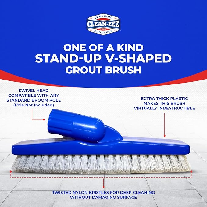 Clean-eez Grout Cleaner 2 Pack with Stand-Up Brush Attachment - Stain Remover Heavy-Duty Scrubber - Bathroom Shower Ceramic Porcelain Tile &amp Grout Only - Easy Control Flip Top Cap - 32 oz.
