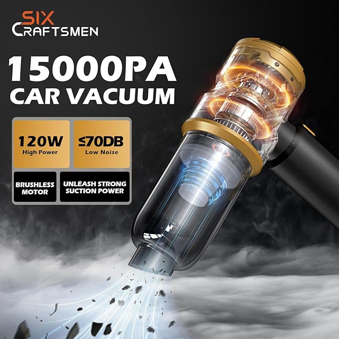 Handheld Car Vacuum with 15000PA Power 4 in 1 Small Powerful Cordless Vacuum Cleaner &amp Air Duster with 2000mAh Battery Rechargeable Portable Mini Hand Held Vacuum for Car HomeOfficePet Hair（G