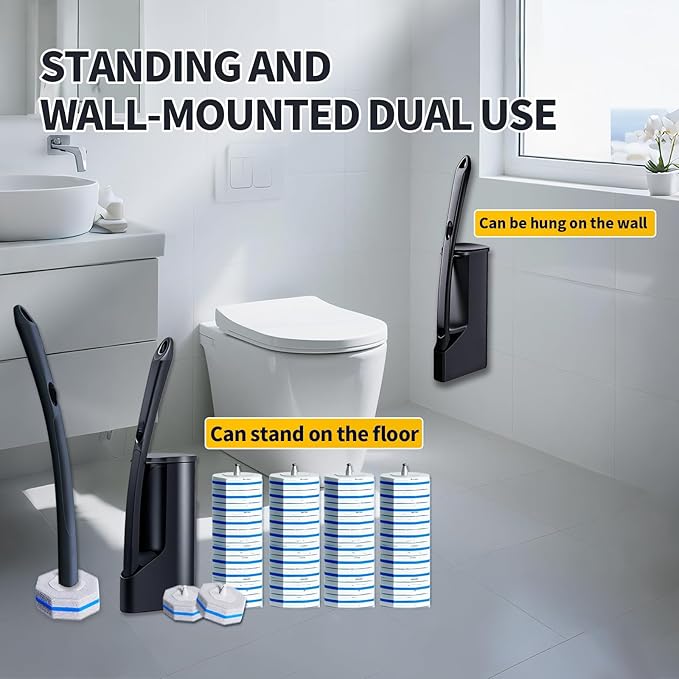 Disposable Toilet Brush - Toilet Bowl Cleaner Toilet Cleaning Supplies Toilet Brush with Holder Toilet Bowl Cleaner Wands40 Refills for Toilet Cleaning and Hygienic Bathroom Maintenance