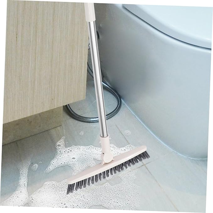 2pcs Rotatable Long Handle Floor Scrub Brush for Deep Cleaning Grout Window Tracks and Tight Spaces Hard Bristles for Bathroom and Kitchen Use