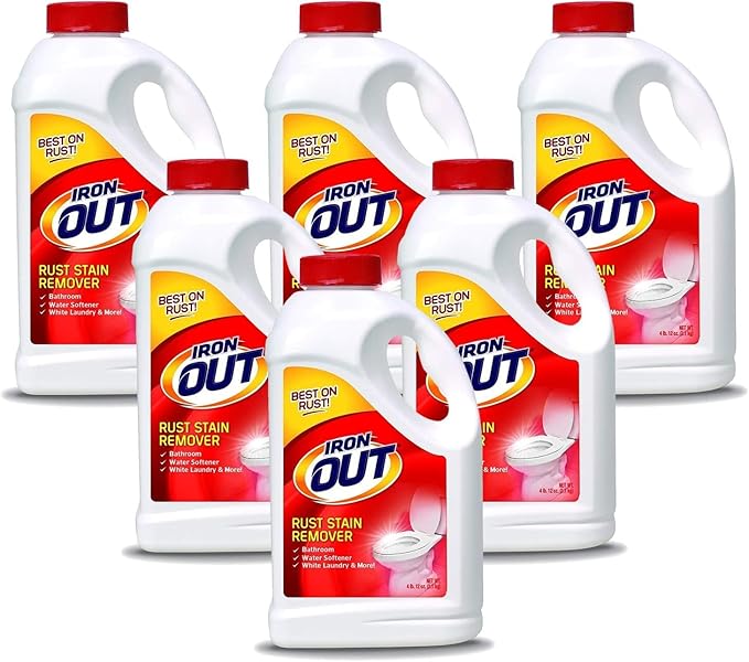 Iron OUT Powder Rust Stain Remover Remove and Prevent Rust Stains in Bathrooms Kitchens Appliances Laundry and Outdoors 4 Pound 12 Ounce Pack of 6