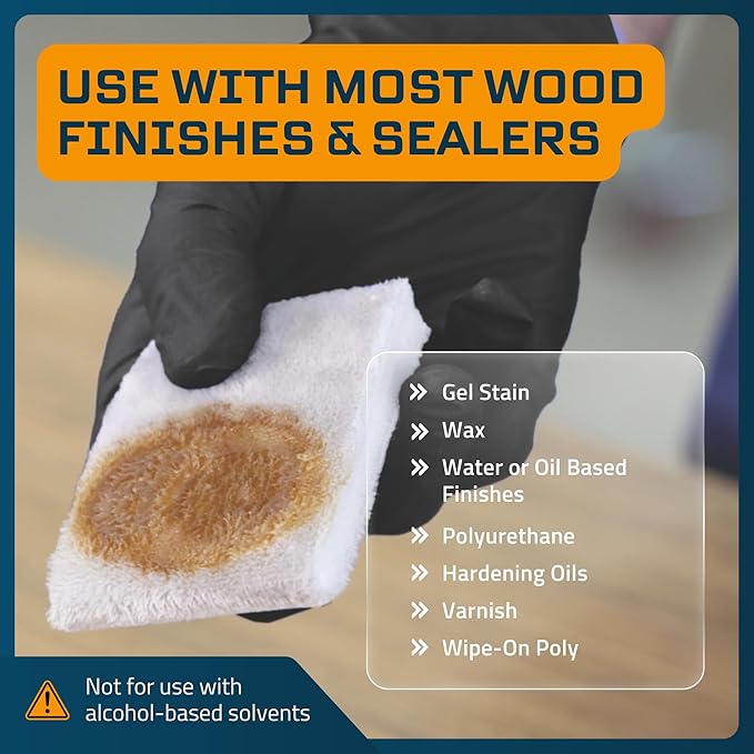 MāKRS Double Thick Stain Pad Cut-to-Size Staining Pads 2-Pack Lint Snag Streak-Free Applicator Micro Brush Material Wood Stains and Oil Based Finishes Easy to Use with Consistent Application