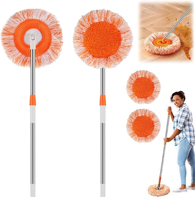 360° Rotatable Adjustable Cleaning Mop - Extendable Wall &amp Floor Mop with Fast Water Absorption for High Places Corners and Gaps (77-167CM)
