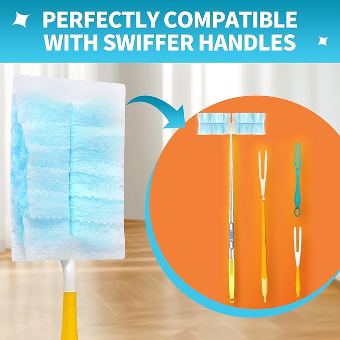 Disposable Microfiber Feather Duster Refills Multi-Surface Duster Compatible with Swiffer Dusters Handle 60 Count Unscented