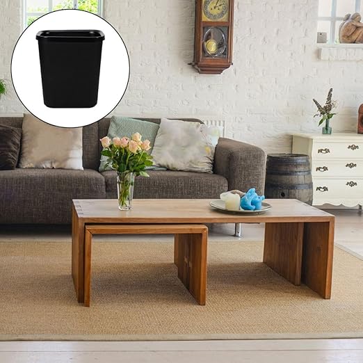 KESYOO Fire-Resistant Rectangular Trash Can 8l Plastic Wastebasket with Press Ring for Kitchen Bathroom Living Room Home Use