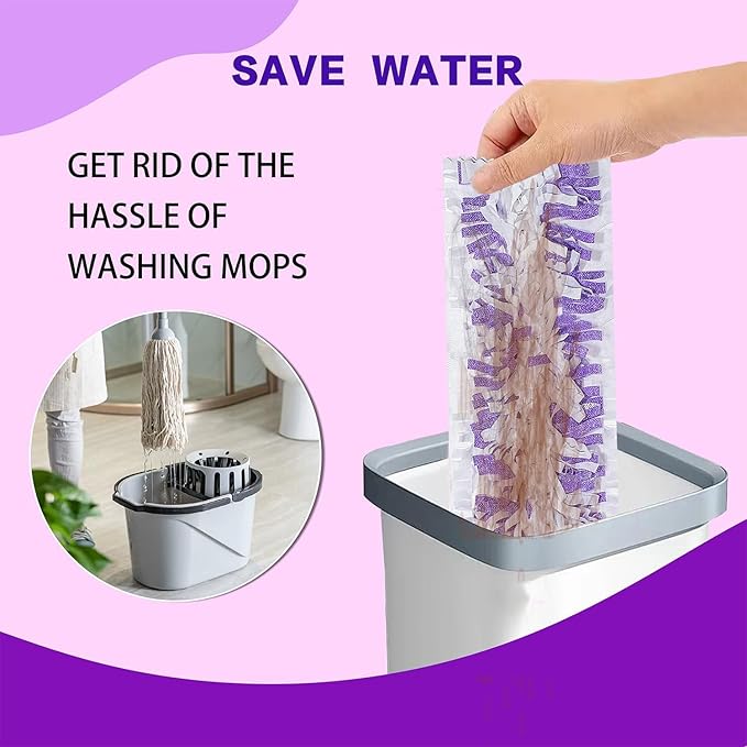 Disposable Mopping Pad Refills Compatible with PowerMop Multi-Surface Mop and PowerMop Wood Mop Spray Clean Pads Replacement (Purple -25)
