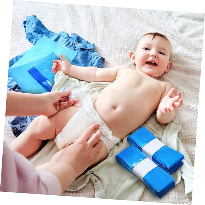 NUOBESTY 5 Rolls Pe Diaper Trash Bags 260mm X 7m Thickened Waterproof Blue Diaper Pail Liners for Home Nappy Disposal