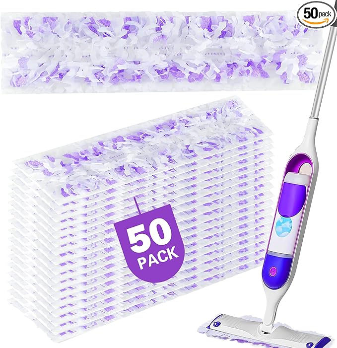 50 Count Disposable Mopping Pads Refills for PowerMop Mopping Pads Multi-Surface Household Replacement Mop Padsfor Swiffer Power Mop Pads Safe on All Finished Floors.